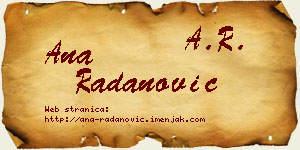 Ana Radanović vizit kartica